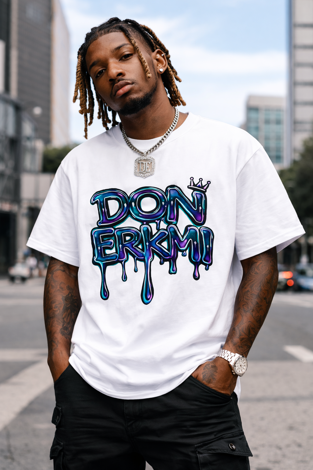 Don Erkmi Drip Tee – White